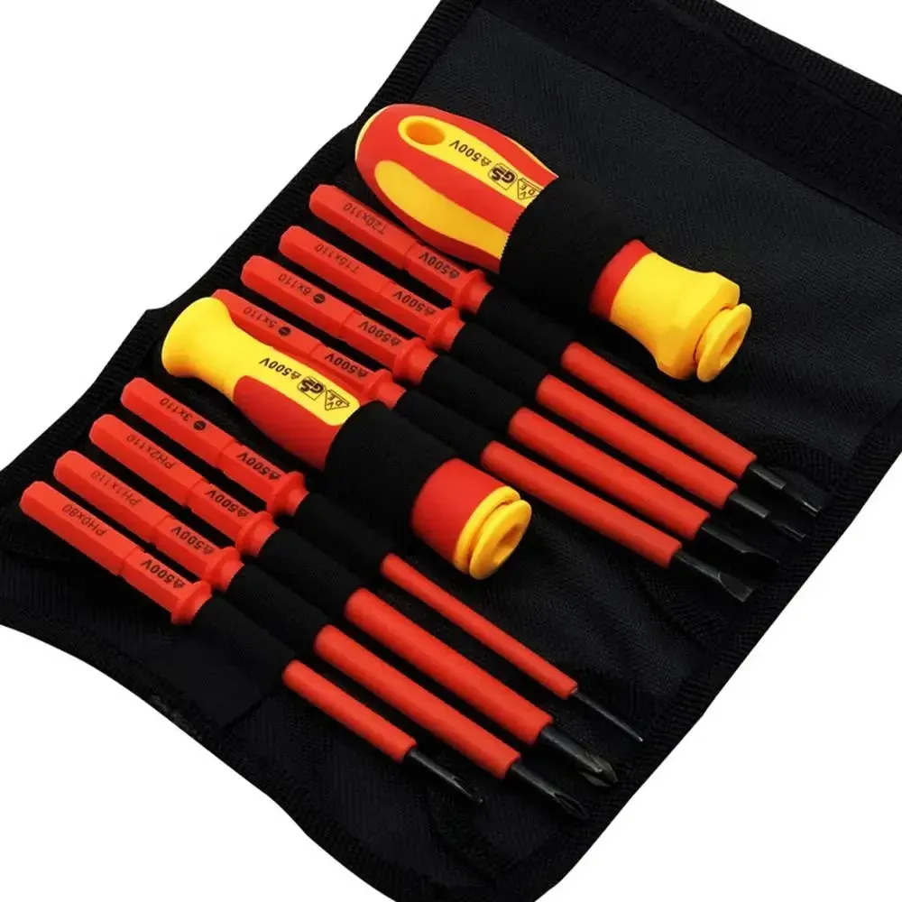 10 Piece Insulated Screwdriver Set with Interchangeable Plum Blossom Slotted Heads