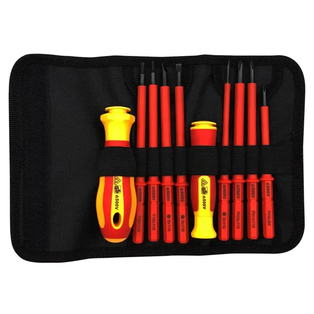 10 Piece Insulated Screwdriver Set with Interchangeable Plum Blossom Slotted Heads