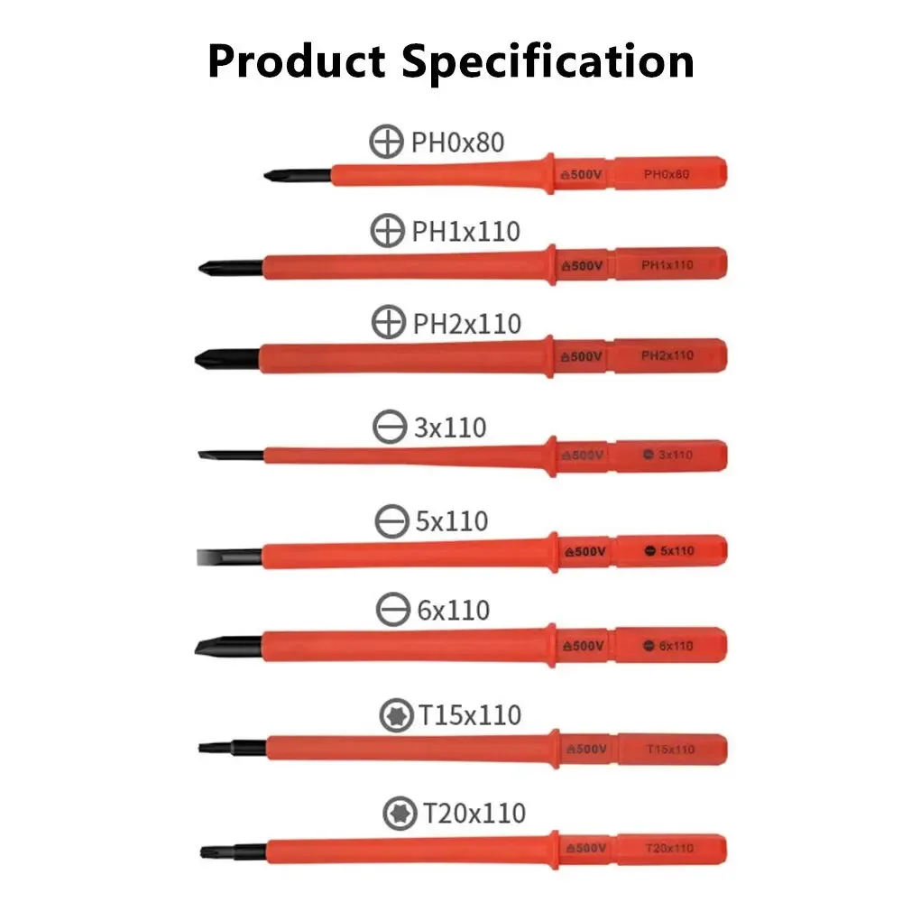 10 Piece Insulated Screwdriver Set with Interchangeable Plum Blossom Slotted Heads