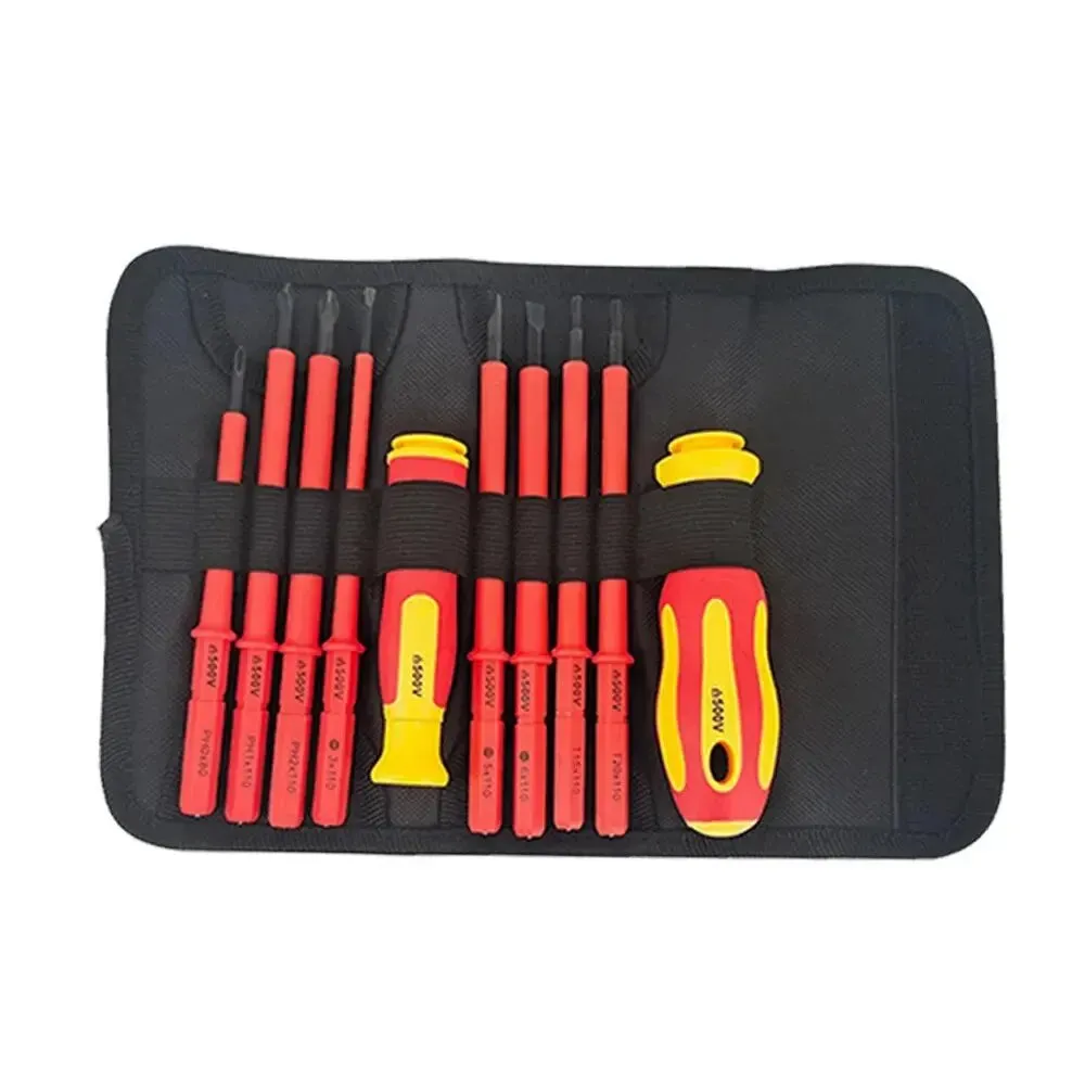 10 Piece Insulated Screwdriver Set with Interchangeable Plum Blossom Slotted Heads