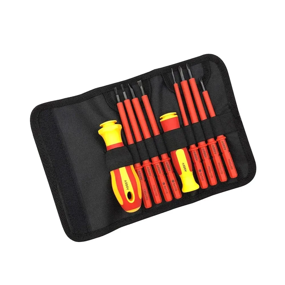 10 Piece Insulated Screwdriver Set with Interchangeable Plum Blossom Slotted Heads