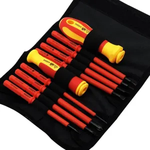 10 Piece Insulated Screwdriver Set with Interchangeable Plum Blossom Slotted Heads