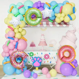 148Pcs Rainbow Ice Cream Doughnut Balloon Arch Set Summer Ice Cream Party Birthday Party Decoration Holiday Supplies