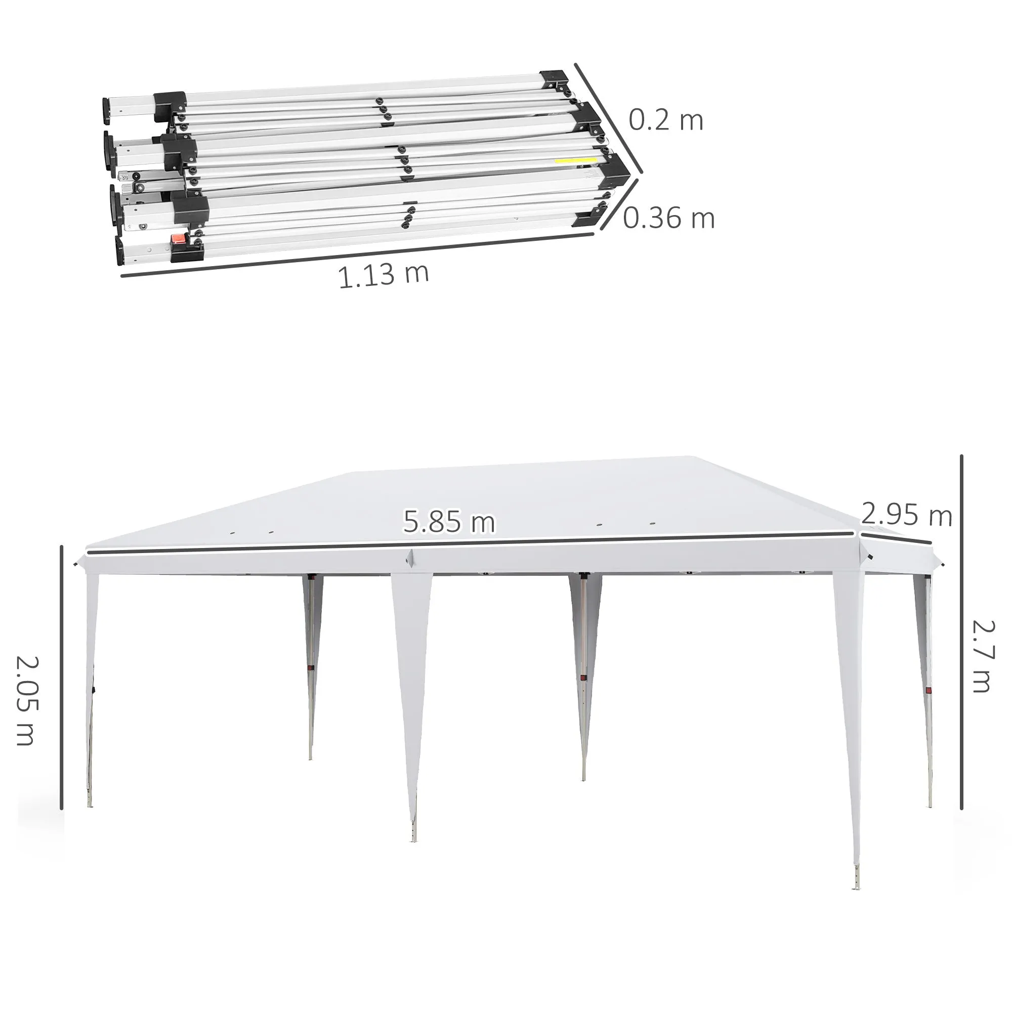 6 x 3(m) Garden Large Gazebo Canopy Waterproof Outdoor Party Tent Marquee