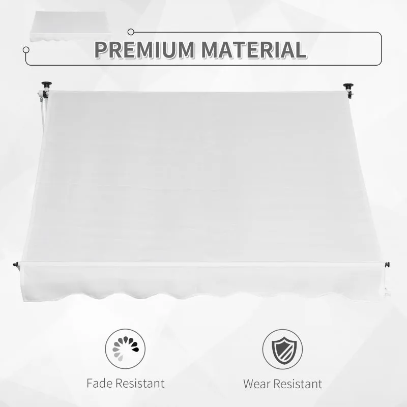 6.6'x5' Manual Retractable Patio Awning - White