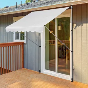 6.6'x5' Manual Retractable Patio Awning - White