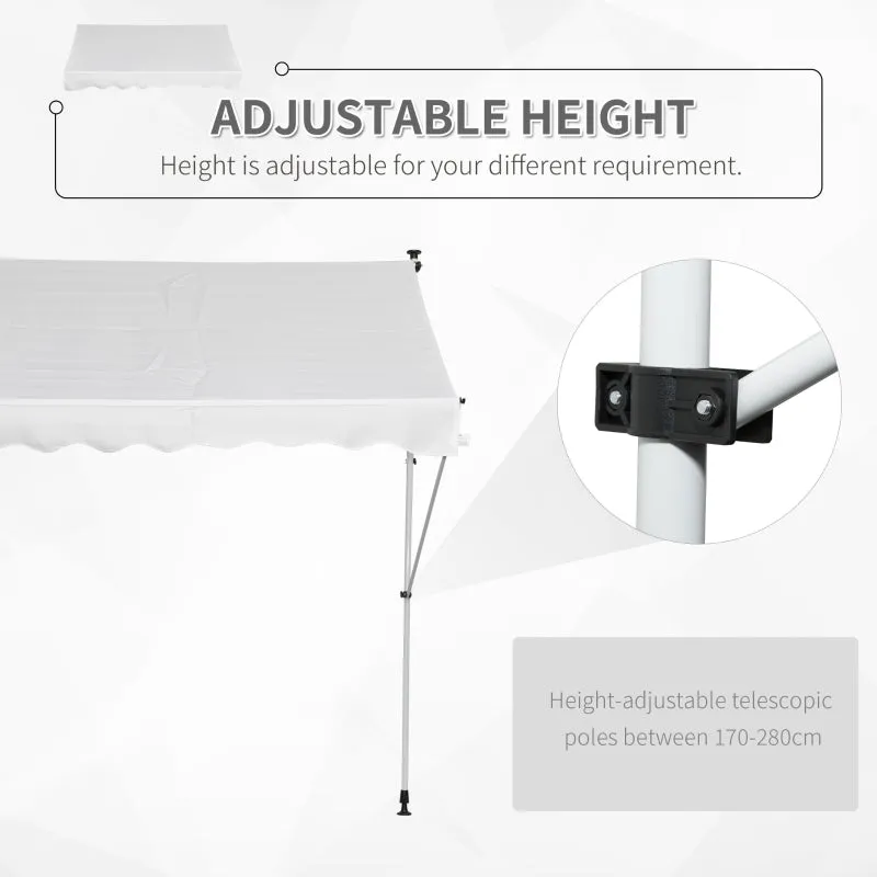 6.6'x5' Manual Retractable Patio Awning - White
