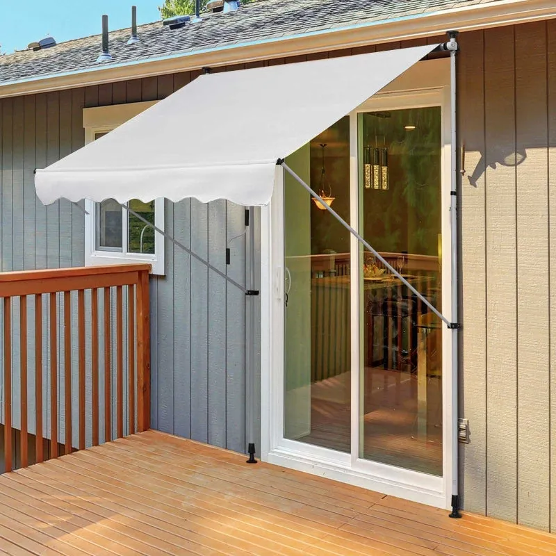 6.6'x5' Manual Retractable Patio Awning - White