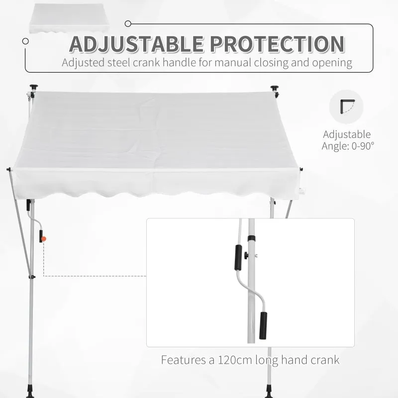 6.6'x5' Manual Retractable Patio Awning - White