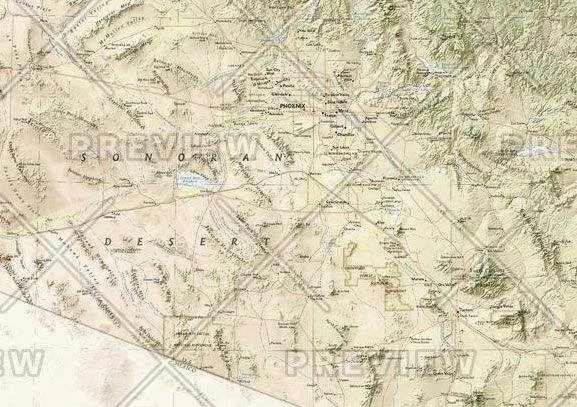 Arizona State Wall Map by National Geographic (2009)