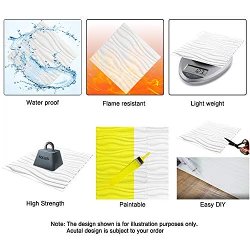 Art3d A10041 Decorative PVC 3D Wall Panels, 32 Square Feet, Wave 4