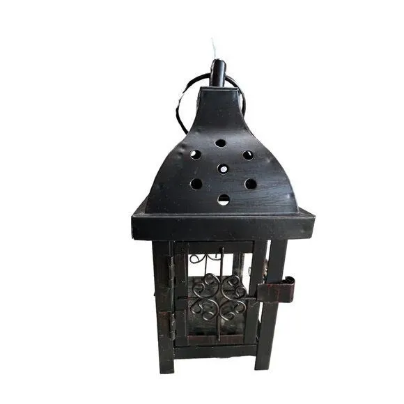 Artisan Crafted Metal Lantern Decoupaged with Sunflower Paper and Hand Painted