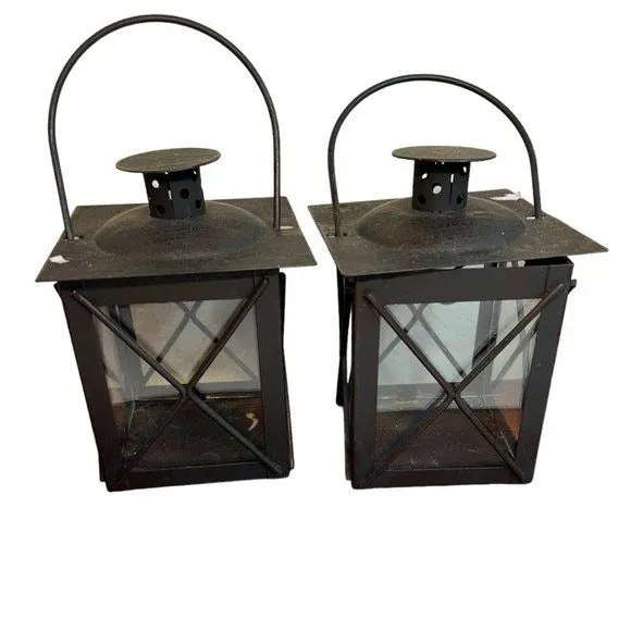 Artisan Crafted Metal Lantern Decoupaged with Sunflower Paper and Hand Painted
