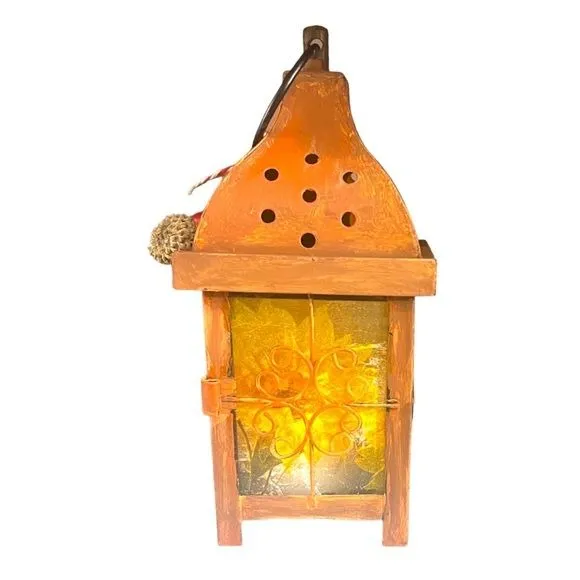 Artisan Crafted Metal Lantern Decoupaged with Sunflower Paper and Hand Painted
