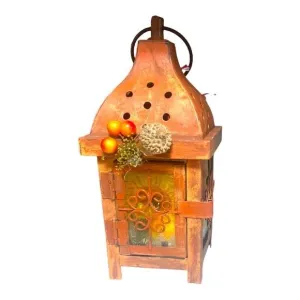 Artisan Crafted Metal Lantern Decoupaged with Sunflower Paper and Hand Painted