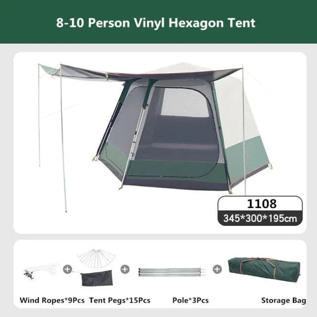 Automatic Hexagon Thickened Camping Tent For Family Outdoor Activities