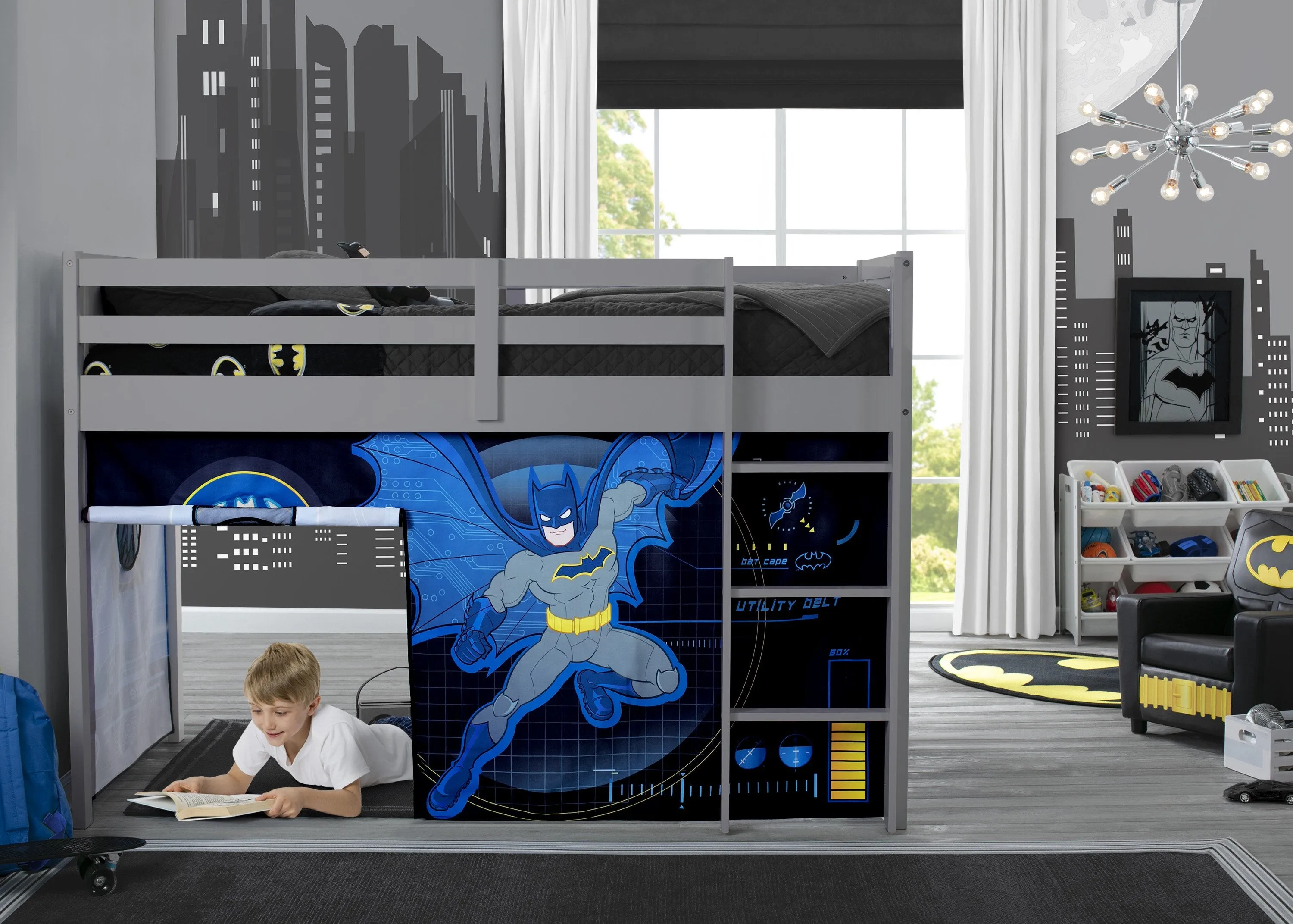Batman Loft Bed Tent - Curtain Set for Twin Loft Bed (Bed Sold Separately)