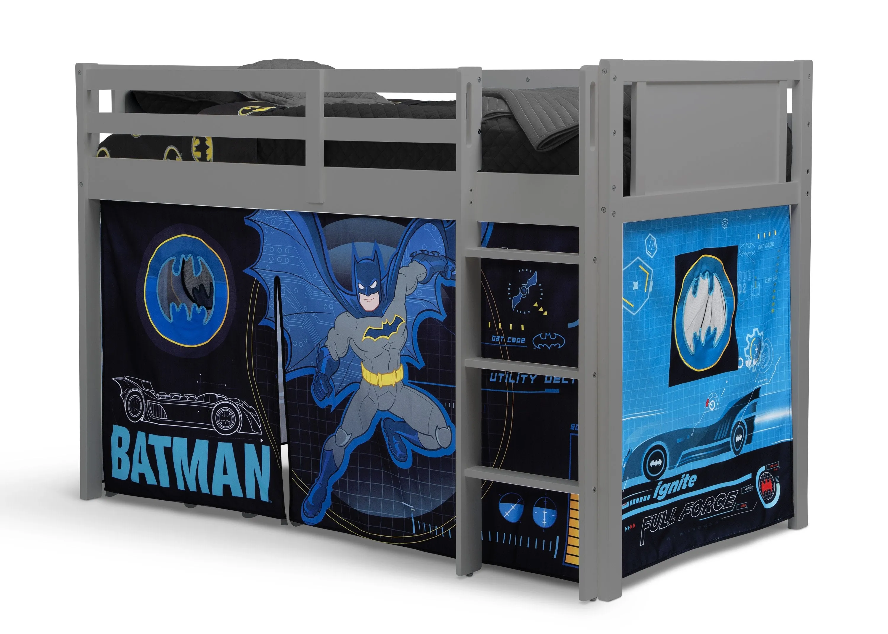 Batman Loft Bed Tent - Curtain Set for Twin Loft Bed (Bed Sold Separately)