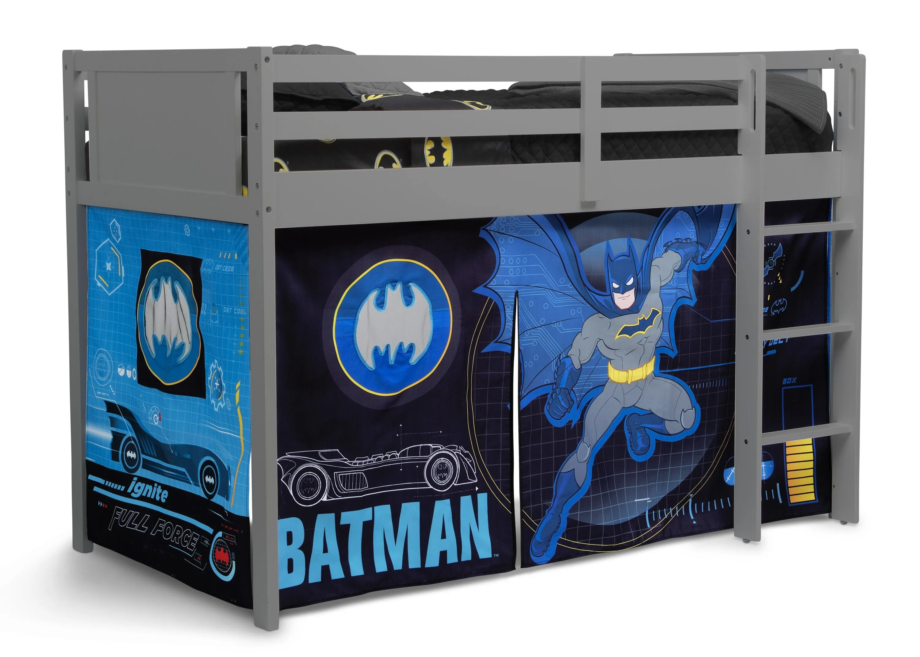 Batman Loft Bed Tent - Curtain Set for Twin Loft Bed (Bed Sold Separately)