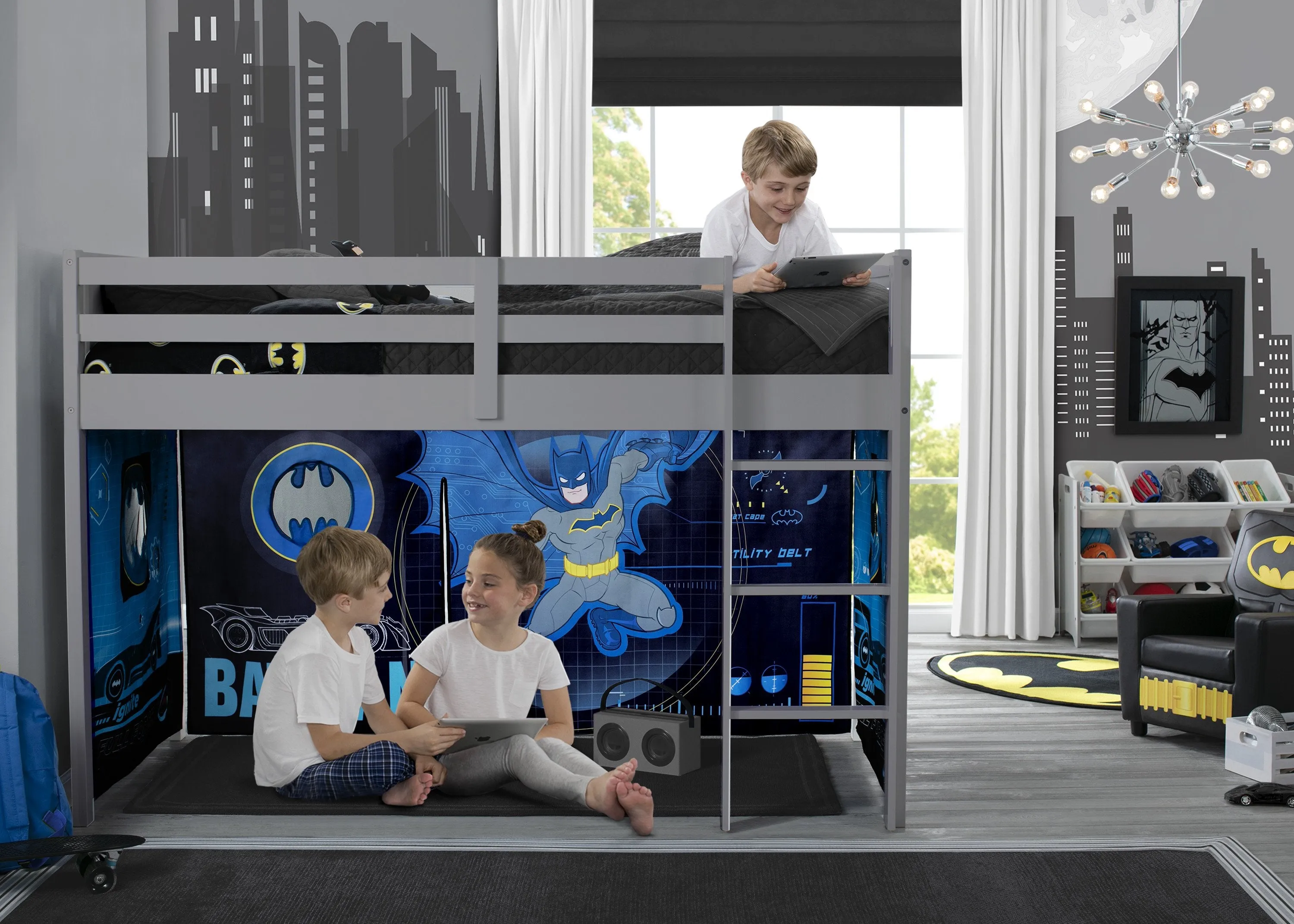 Batman Loft Bed Tent - Curtain Set for Twin Loft Bed (Bed Sold Separately)