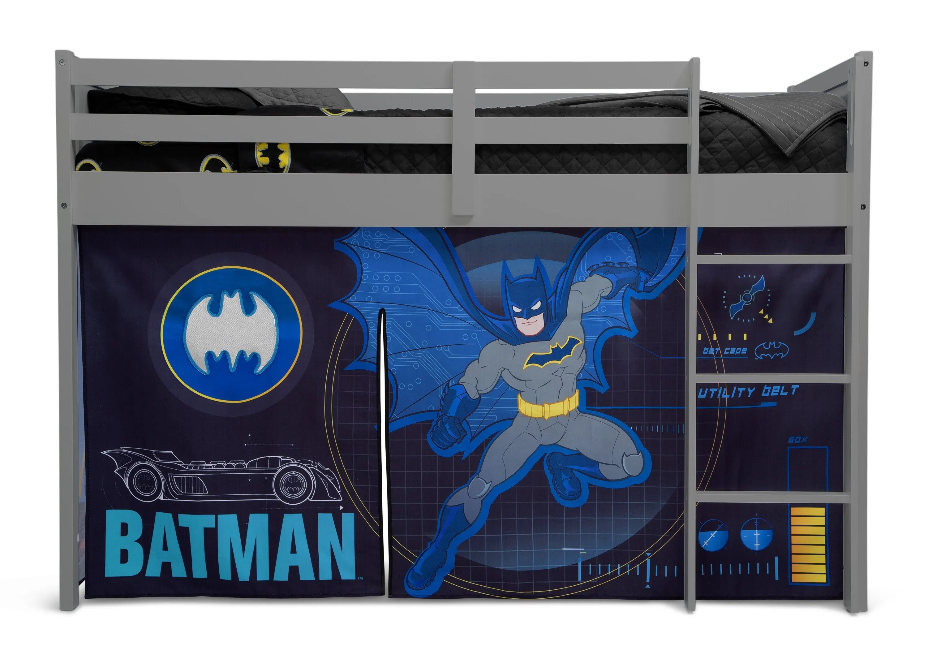 Batman Loft Bed Tent - Curtain Set for Twin Loft Bed (Bed Sold Separately)