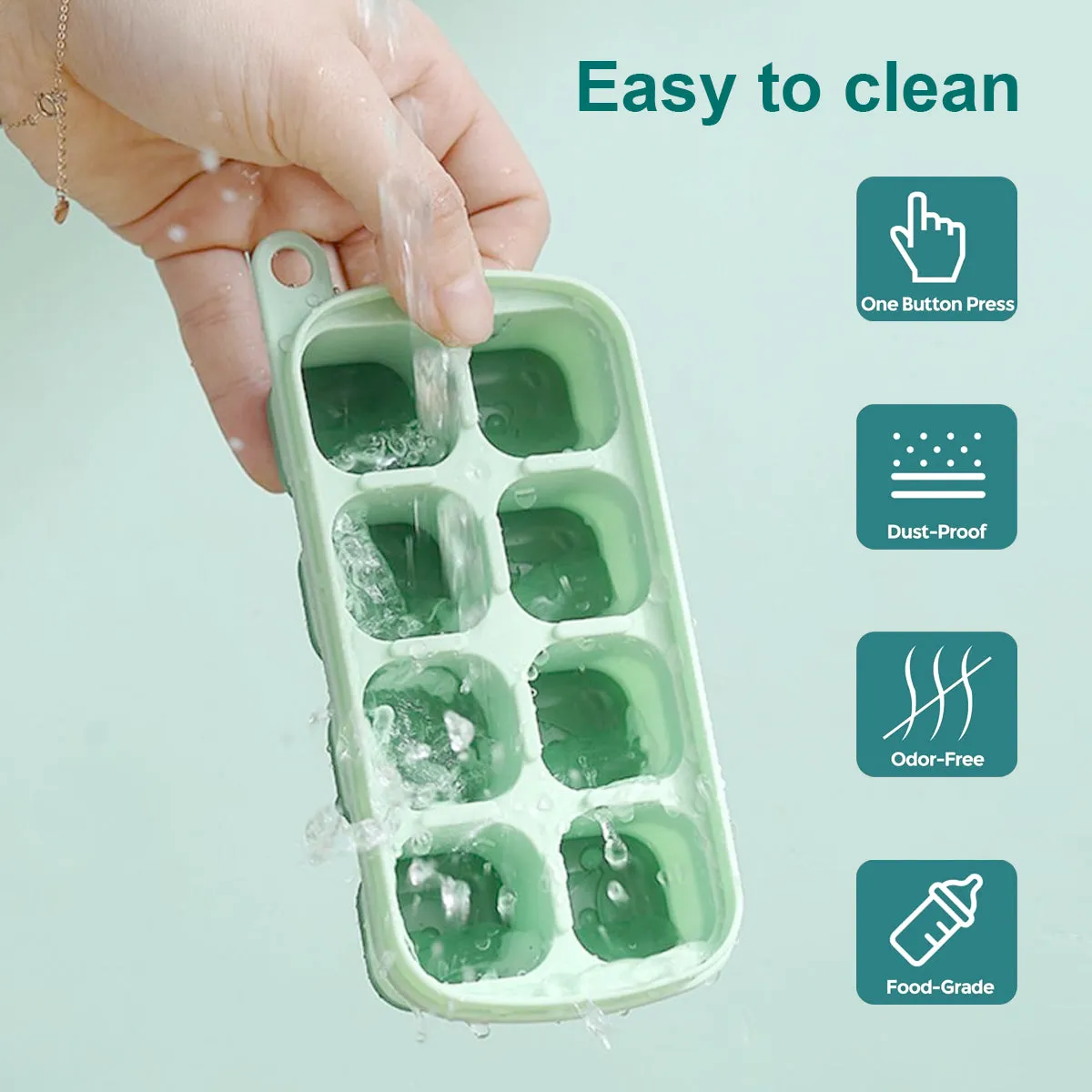Compact Silicone Ice Cube Tray with Lid for Drinks and Cocktails