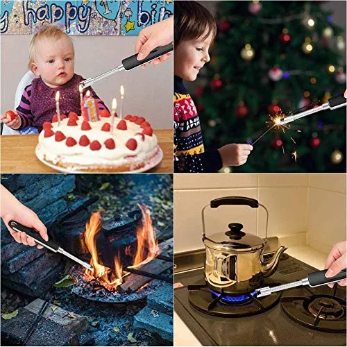 DOCOSS Rechargeable Electric Gas Lighter Kitchen Lighter 280 mAh High Battery Capacity Chargeable USB Arc Multi Purpose 360 Degree Flexible Long Lighter for Candle, Gas, Diyas, Agarbatti - Black
