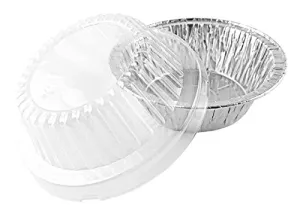 Durable 5 3/4" Deep Foil Meat/Pot Pie Pan w/Clear Dome Lid 125/PK