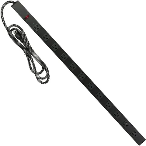 E-Macht Power Strip, Mountable Surge Protector with Outlets and USB Ports 6 Feet Long Extension Cord for Home, Office -Black (1, 12 outlets)