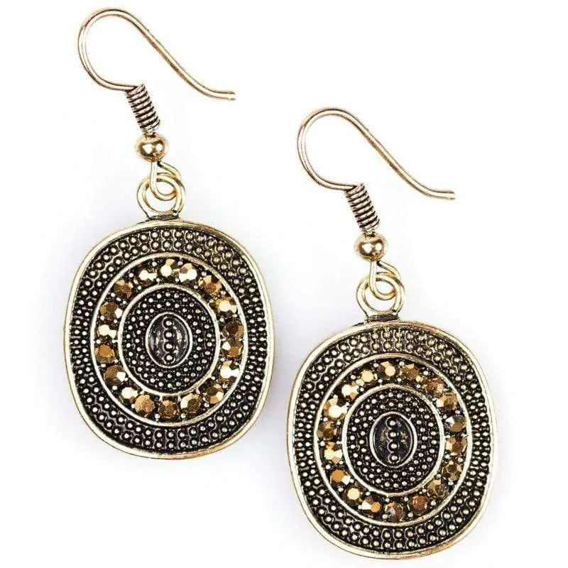 Glittery Beacons Brass Earrings