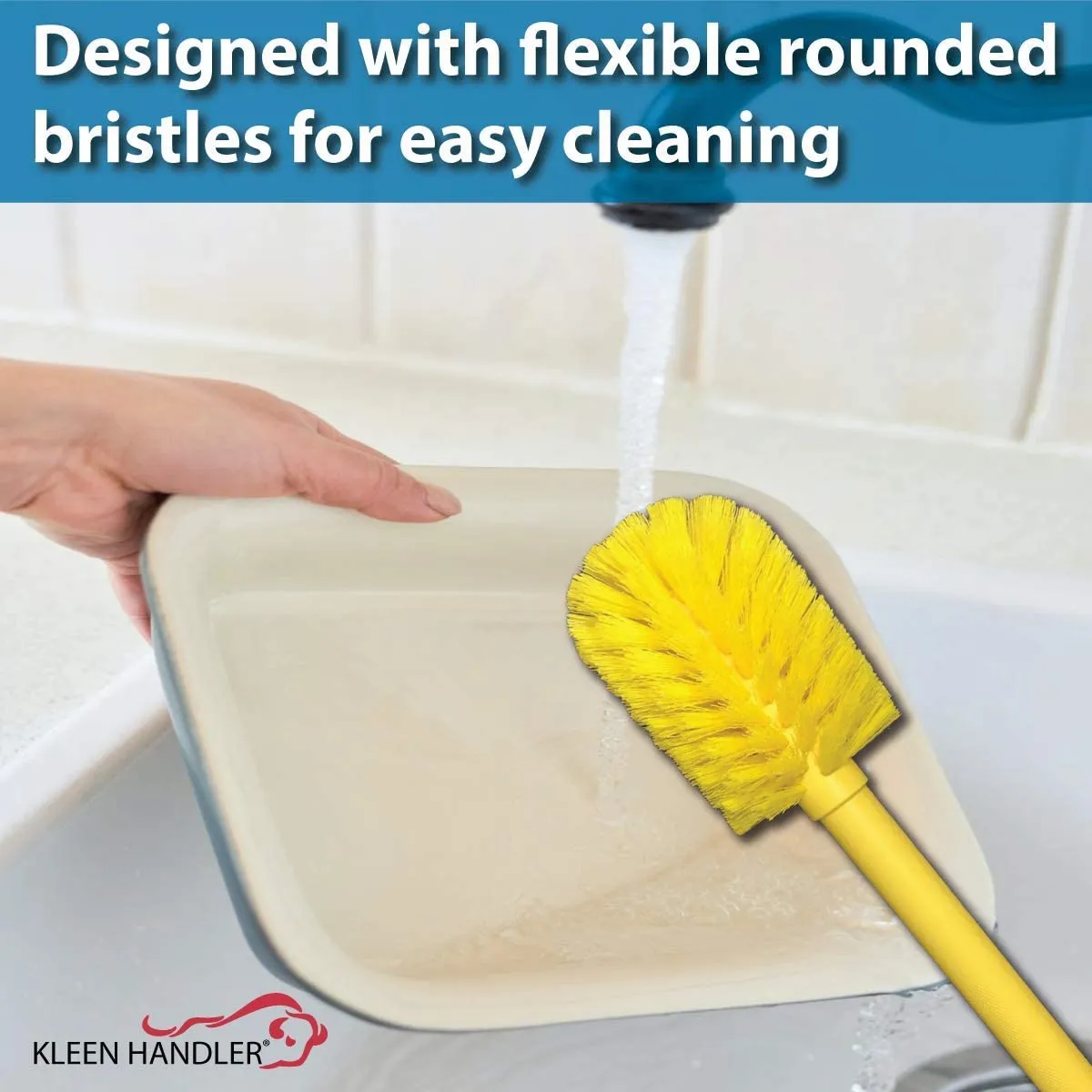 Goblet Cleaning Bottle Brush, Durable Bristles and Long Handle, Yellow