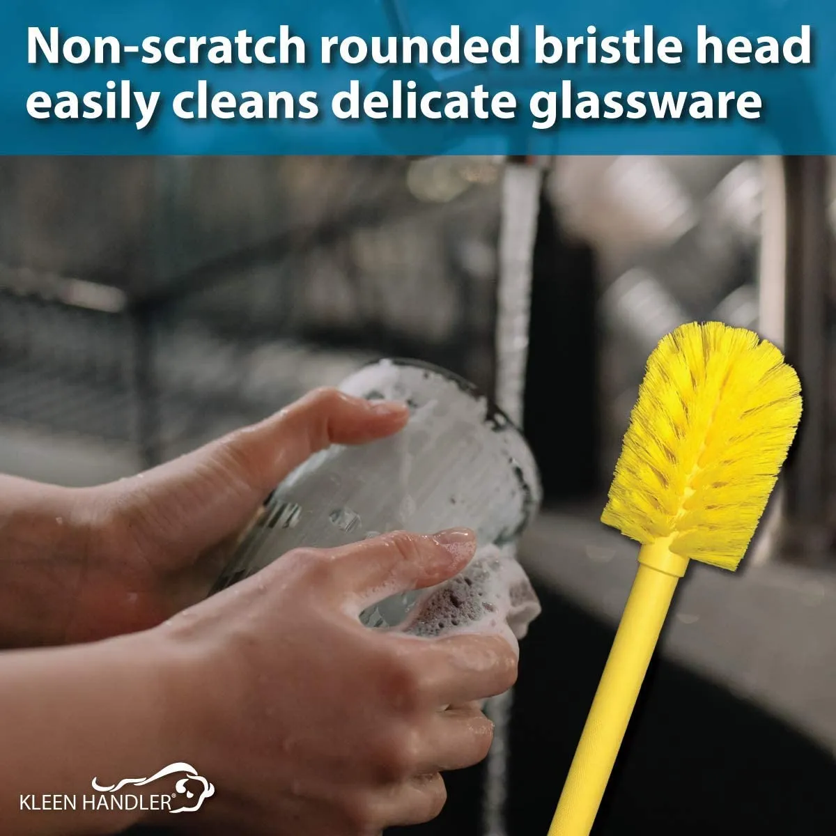 Goblet Cleaning Bottle Brush, Durable Bristles and Long Handle, Yellow