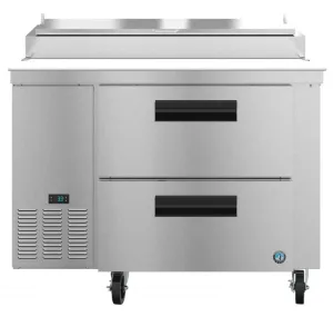 Hoshizaki PR46A-D2 46" Refrigerator Single Section Pizza Prep Table, 2 Stainless Drawer