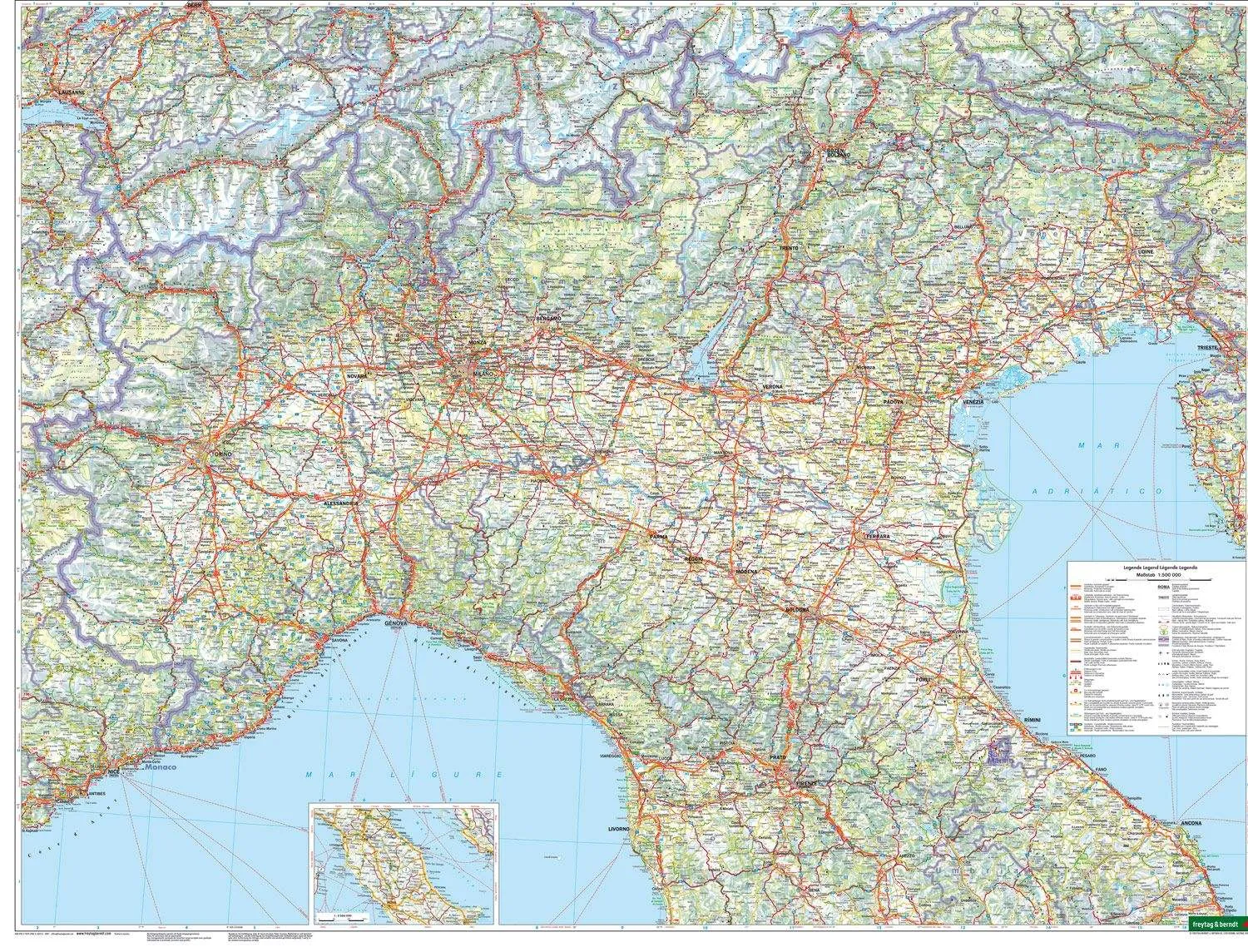 Italy North Road Map by Freytag & Berndt (2022)
