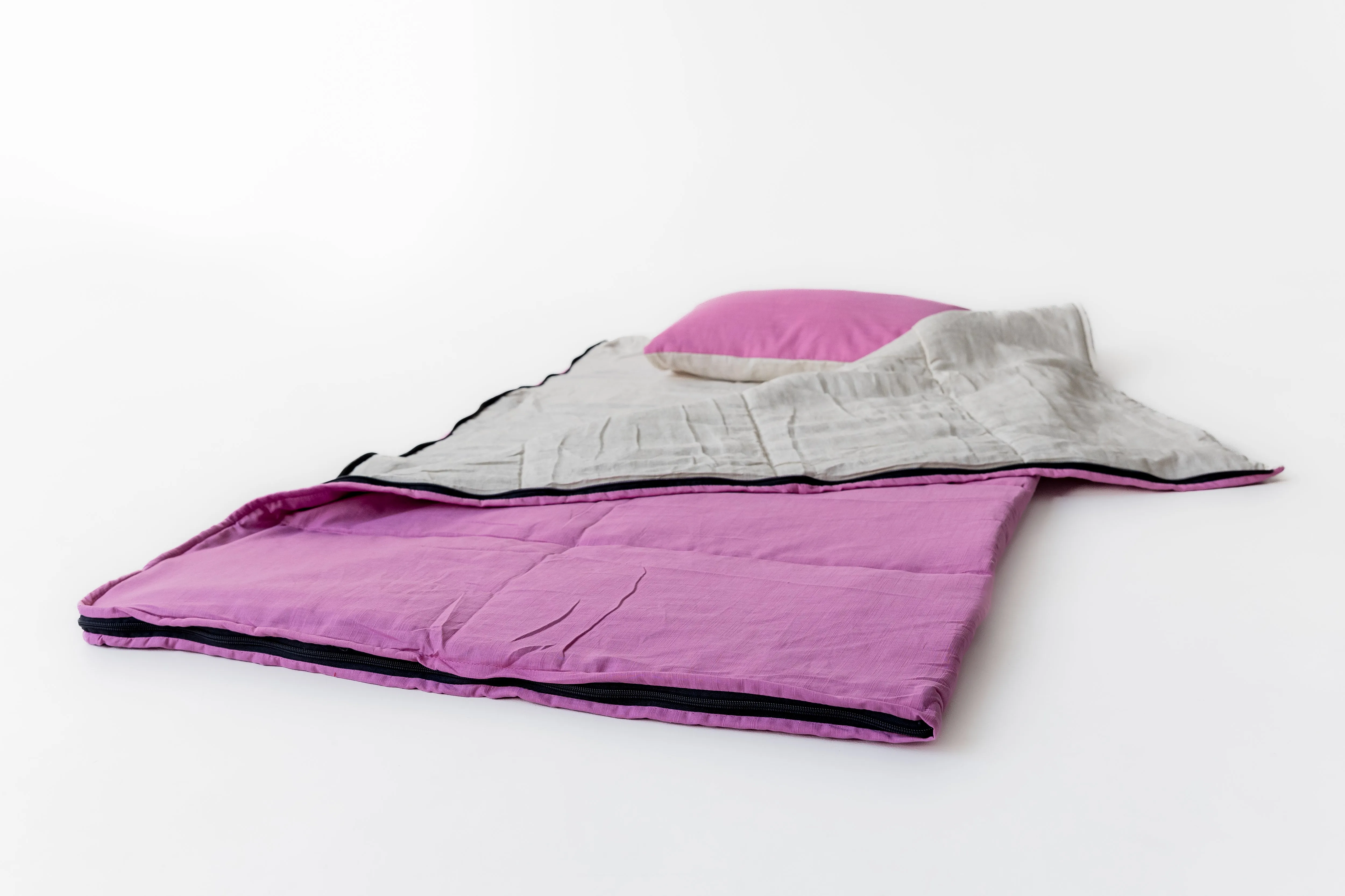 Kids HEMP Linen Sleeping Bag with Pillow School Nap Mat Kids organic Hemp Fiber Filling in Hemp & Linen Fabric Blanket Hand Made