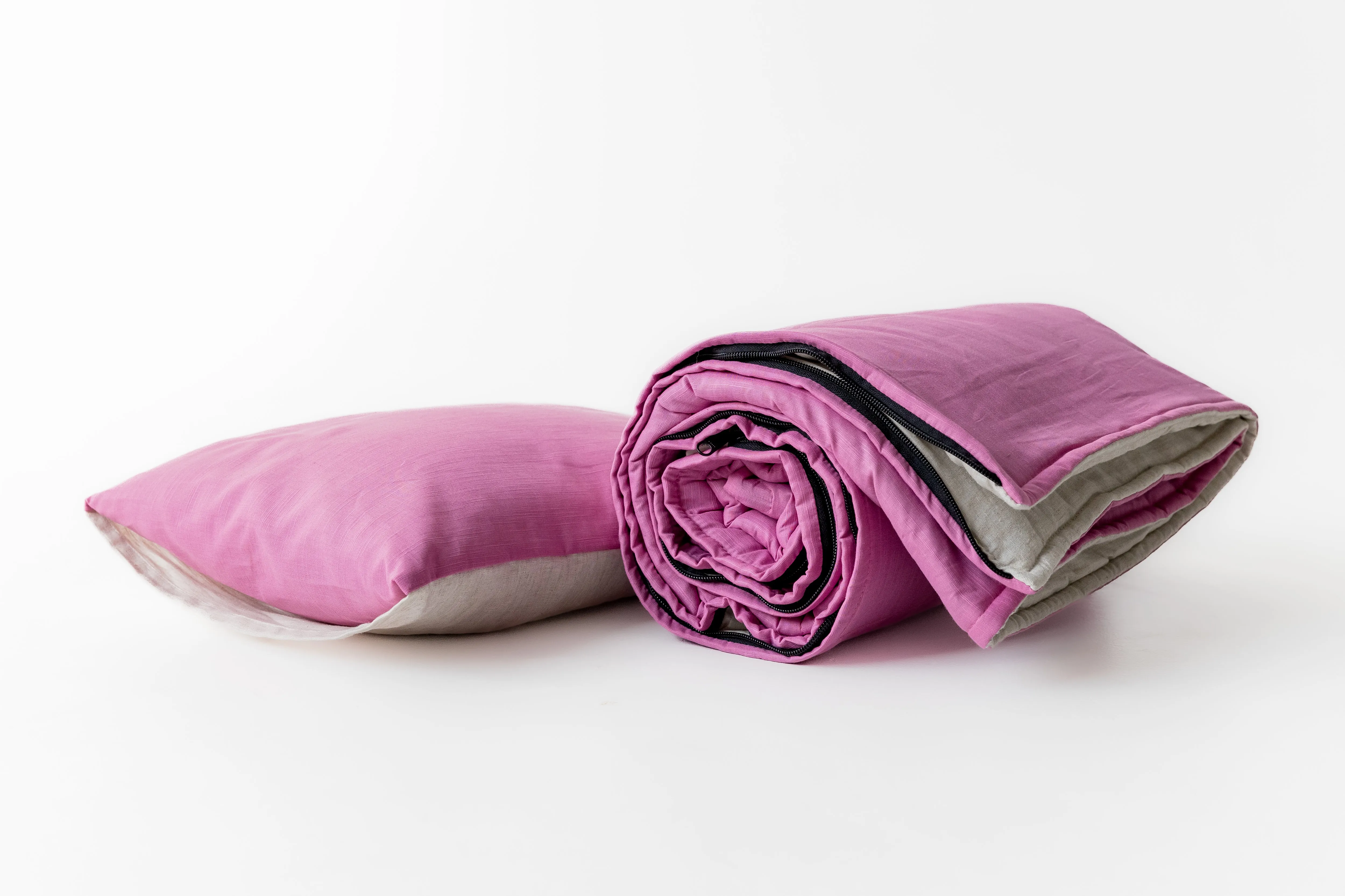 Kids HEMP Linen Sleeping Bag with Pillow School Nap Mat Kids organic Hemp Fiber Filling in Hemp & Linen Fabric Blanket Hand Made