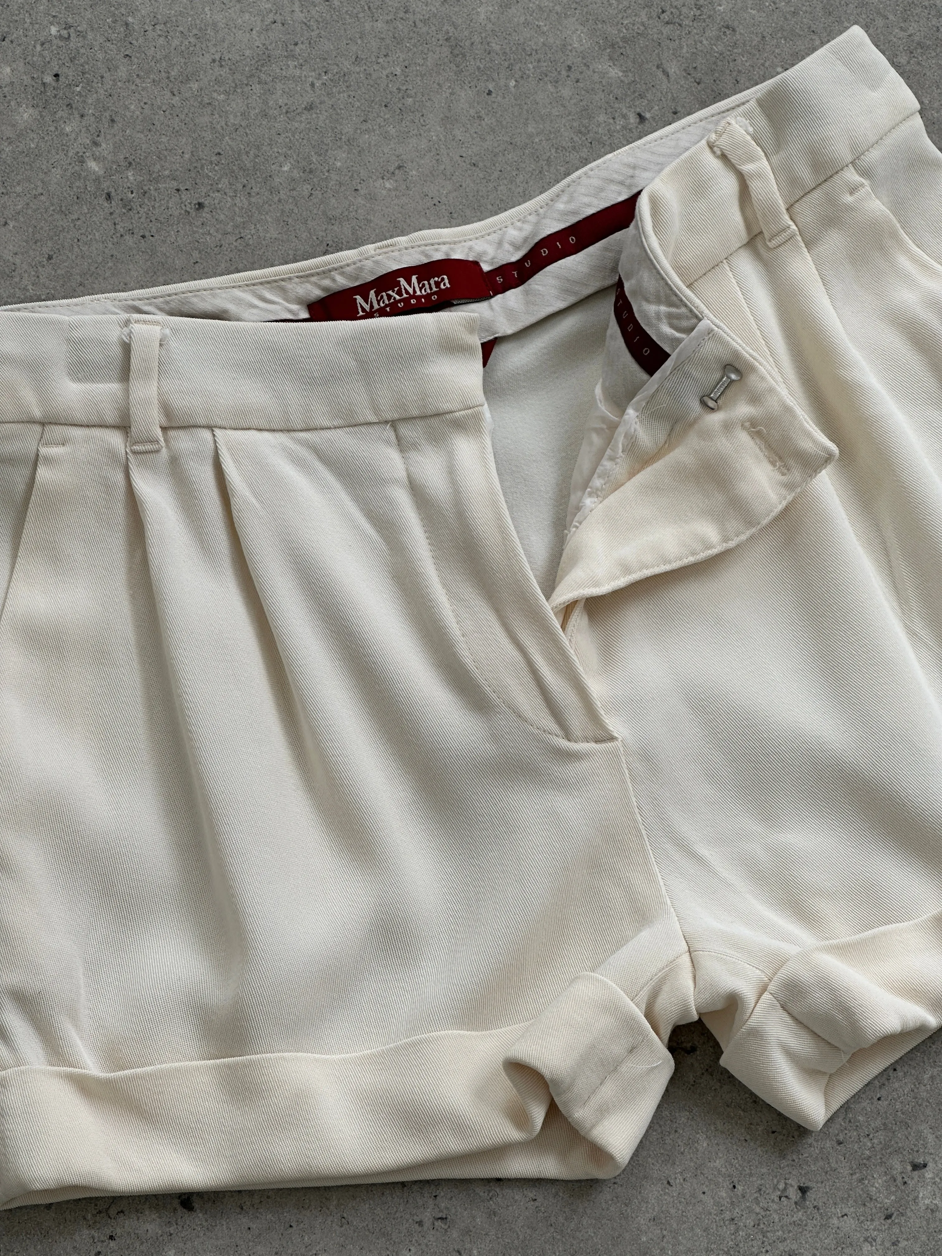 Max Mara Studio Virgin Wool Low Waist Mini Shorts - W28/XS