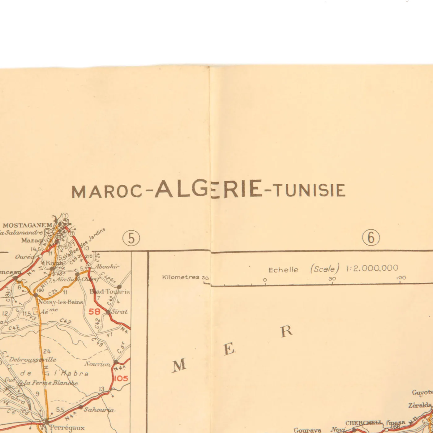 Original U.S. WWII Map Lot Featuring Operation Torch African Road Map & Baghdad Map - 2 Items