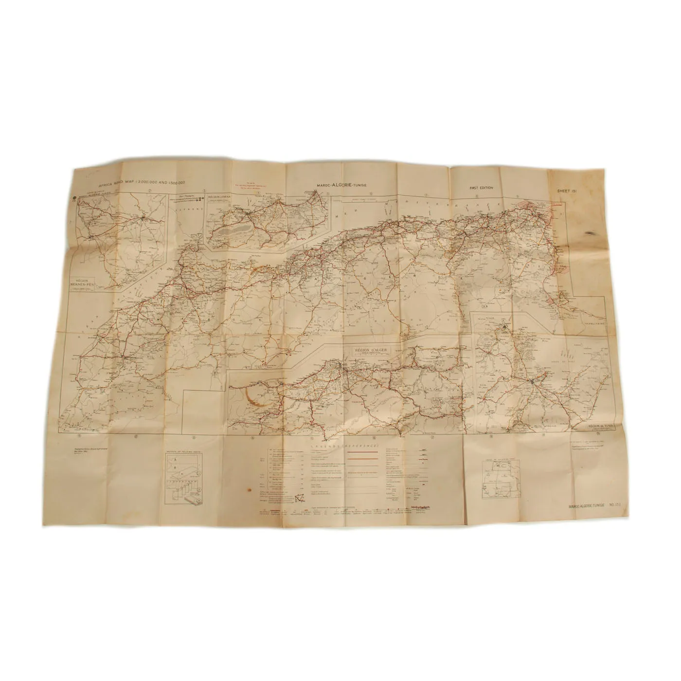 Original U.S. WWII Map Lot Featuring Operation Torch African Road Map & Baghdad Map - 2 Items