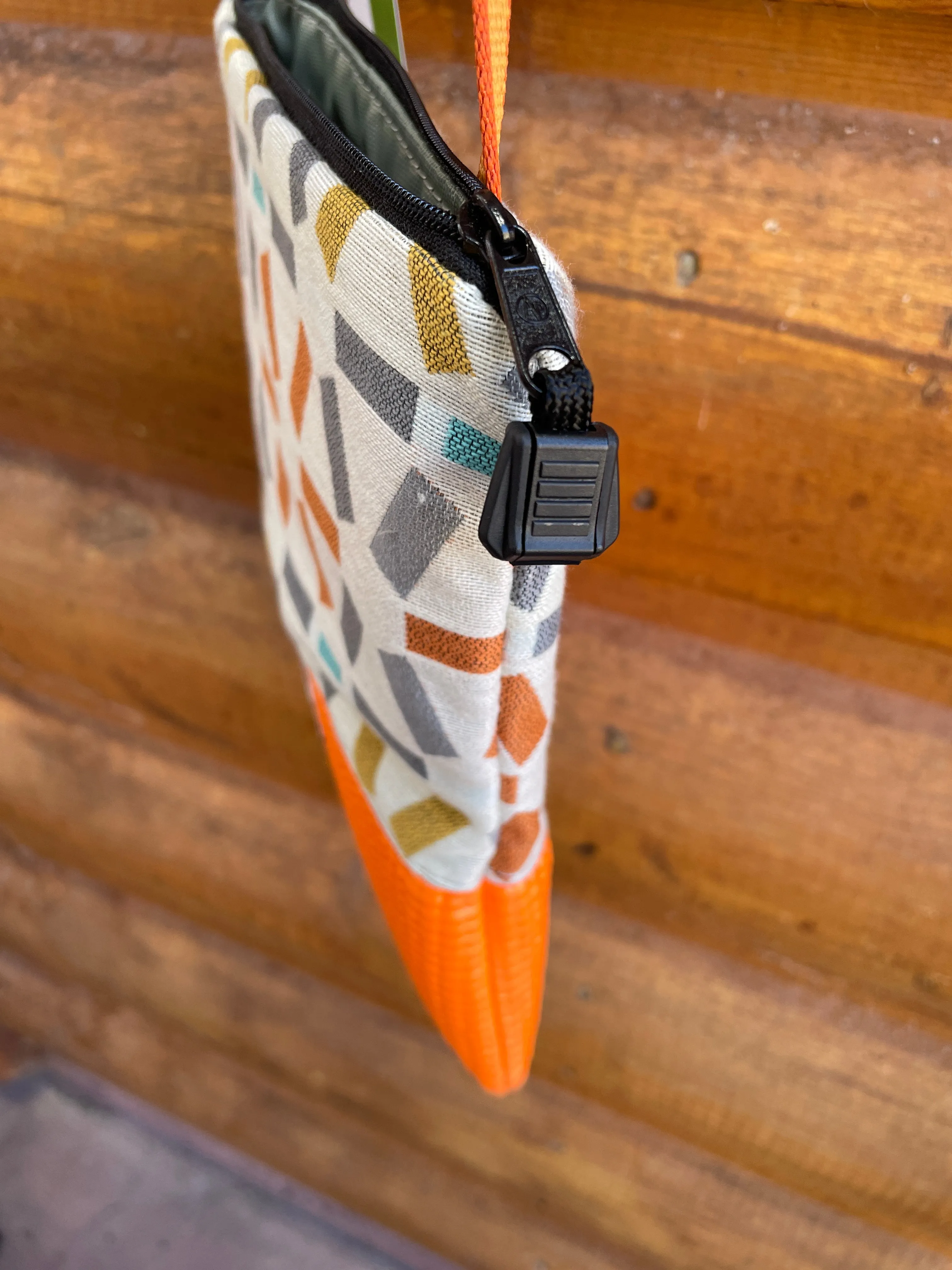 Stella Orange Cross Body Purse- Geometric Print Fabric