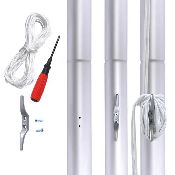 TheLAShop 20 ft Aluminum Sectional Flagpole Kit with US Flag