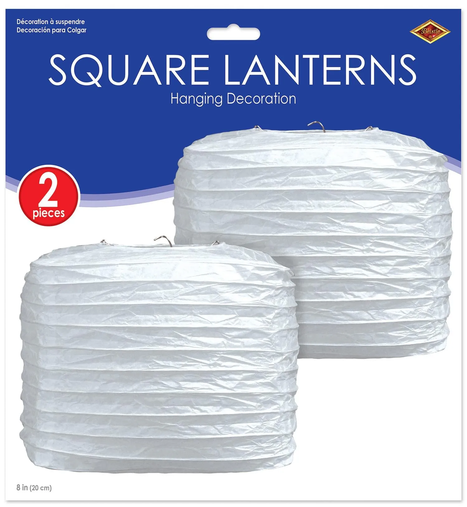 White Party Square Paper Lanterns (2 per Package)